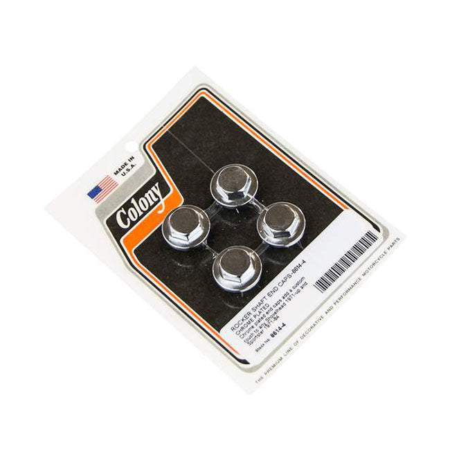 Colony, rocker shaft end plug set. Hex style. Chrome