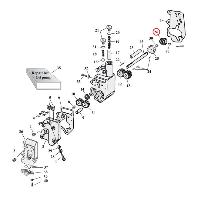 JIMS AANDRIJFWIEL, OLIEPOMP. 6 TAND