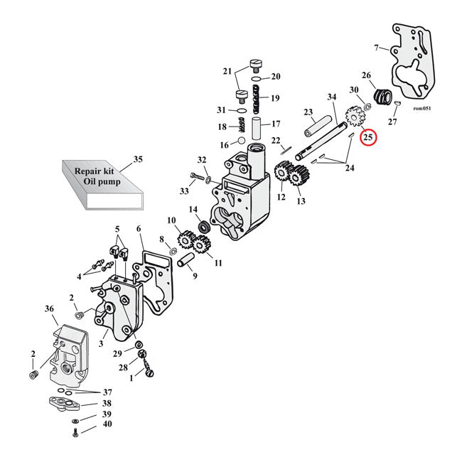 JIMS, oliepomp aangedreven tandwiel. 24T