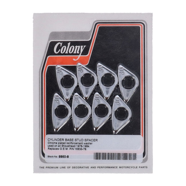 Colony, cylinder base stud spacers set. Chrome