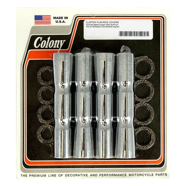 Colony, B.T. ribbed lower pushrod cover set. Chrome