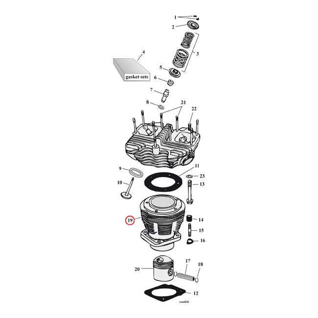 Replacement cylinder 80" Shovelhead, rear