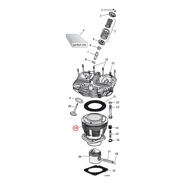 Replacement cylinder 74" Shovelhead, front