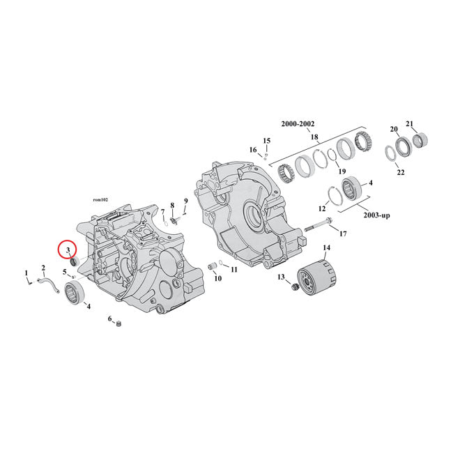 S&S, camshaft needle bearing. Inner, front/rear