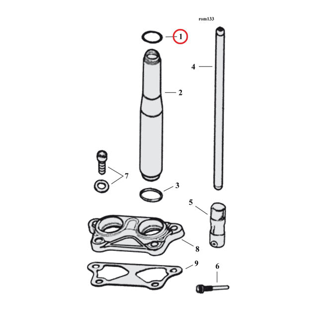 Cometic, pushrod cover o-ring. Upper