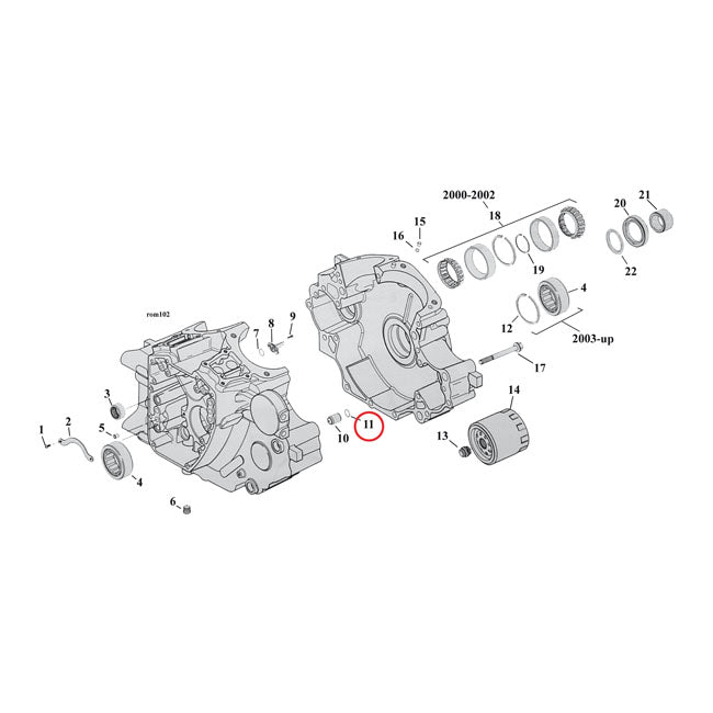 Cometic o-ring, cyl. head / oil pump body / crankcase