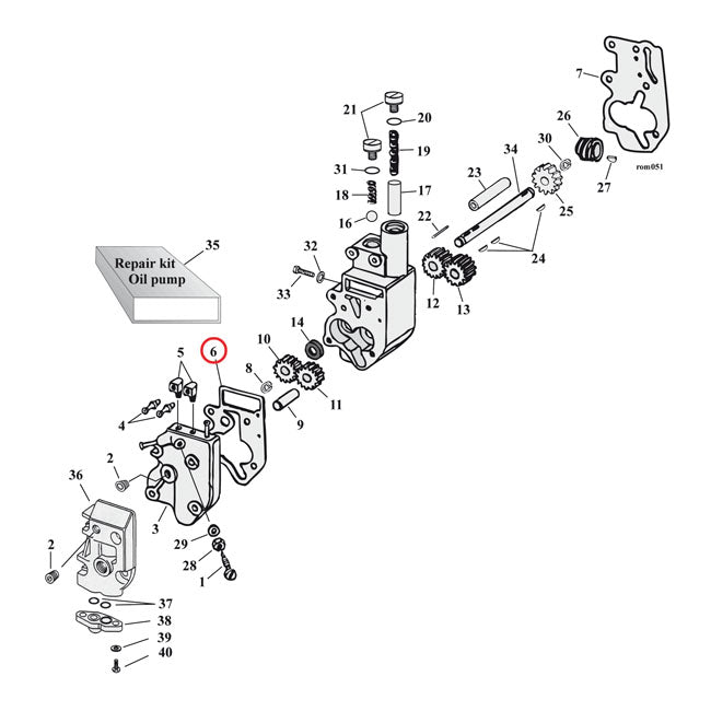 Cometic, oil pump body to cover gasket. .010" fiber