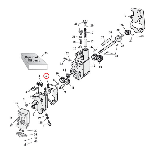 Cometic, oil pump body to cover gasket. Paper