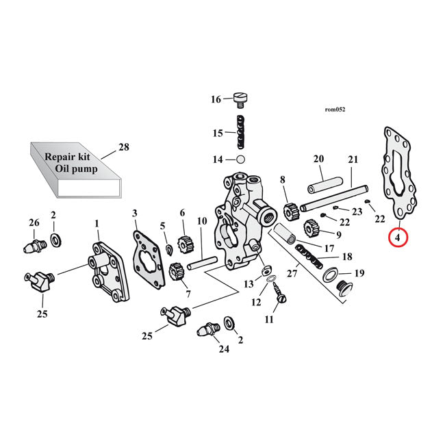 Cometic, oil pump body to case gasket. Fiber