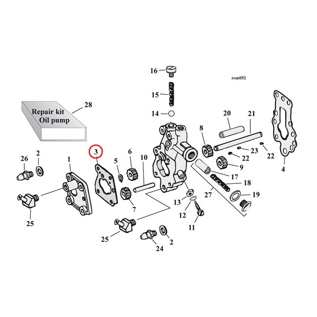 Cometic, oil pump cover to body gasket. Fiber