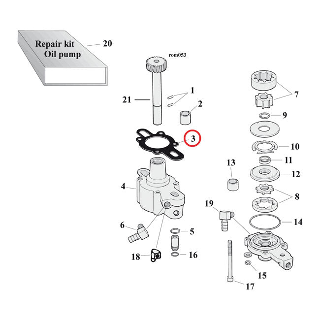 Cometic, oil pump body to case gasket. Paper