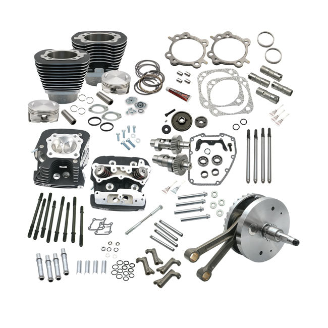 S&S, 124" Twin Cam Softail hot set-up kit with heads. Black