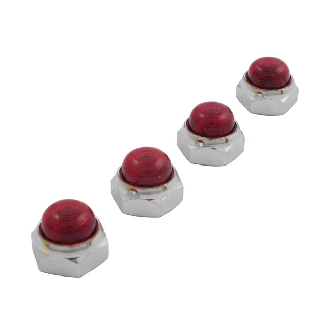 Rocker shaft end nut set, red plastic inserts