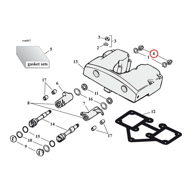 Rocker shaft end nut set, black plastic inserts