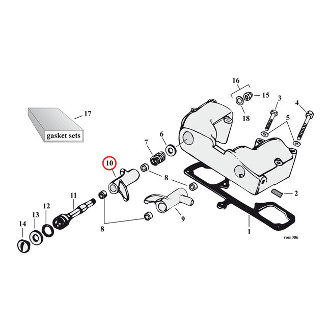 Rocker arm, rear exhaust