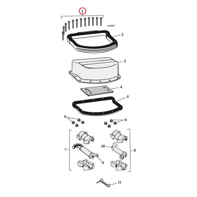 GW, Panhead rocker cover screw kit. SS allen. Long