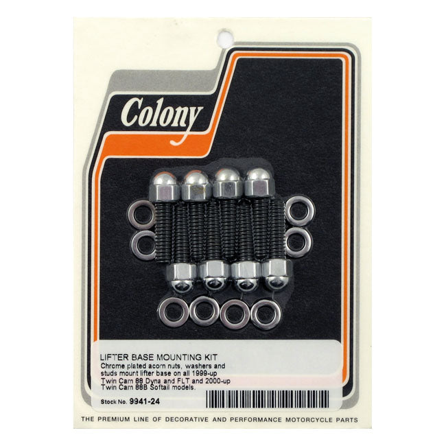 Colony, tappet block mount kit. Acorn, chrome