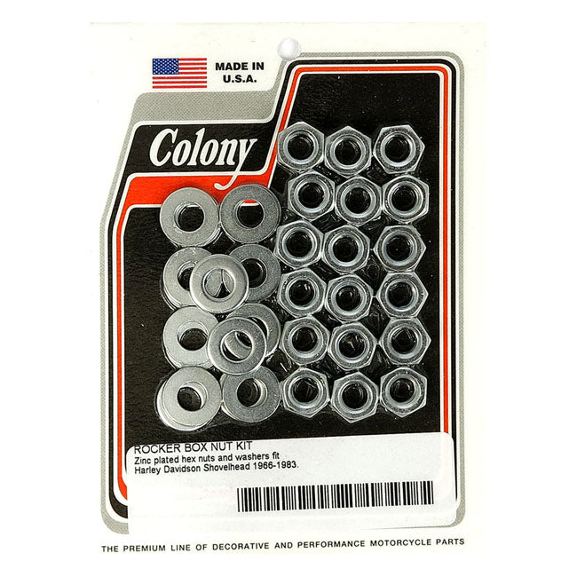 Colony, Shovel rocker box top nut kit. Zinc, OEM style