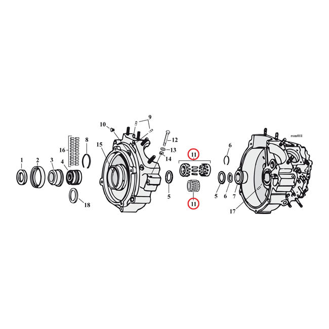 Pinion shaft bearing. Green