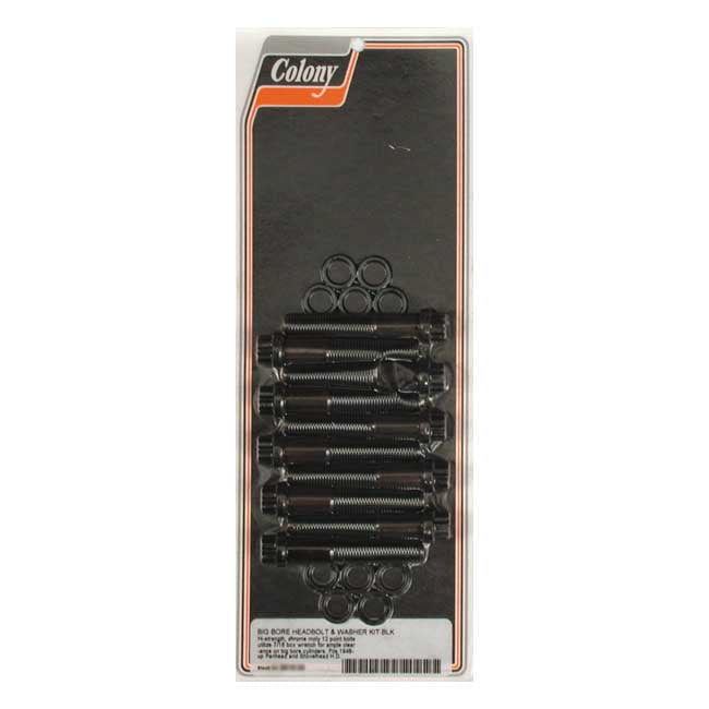 Colony, 12-point 'big bore' head bolt kit. Black