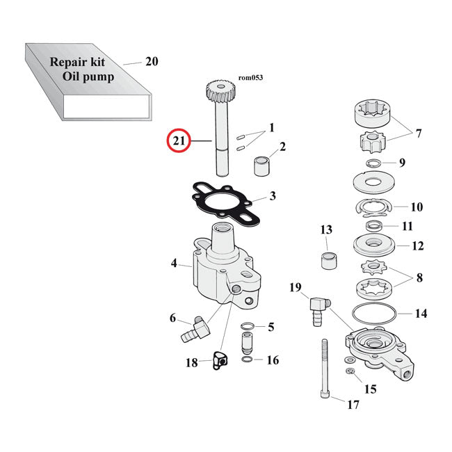 DRIVE GEAR SHAFT, OIL PUMP