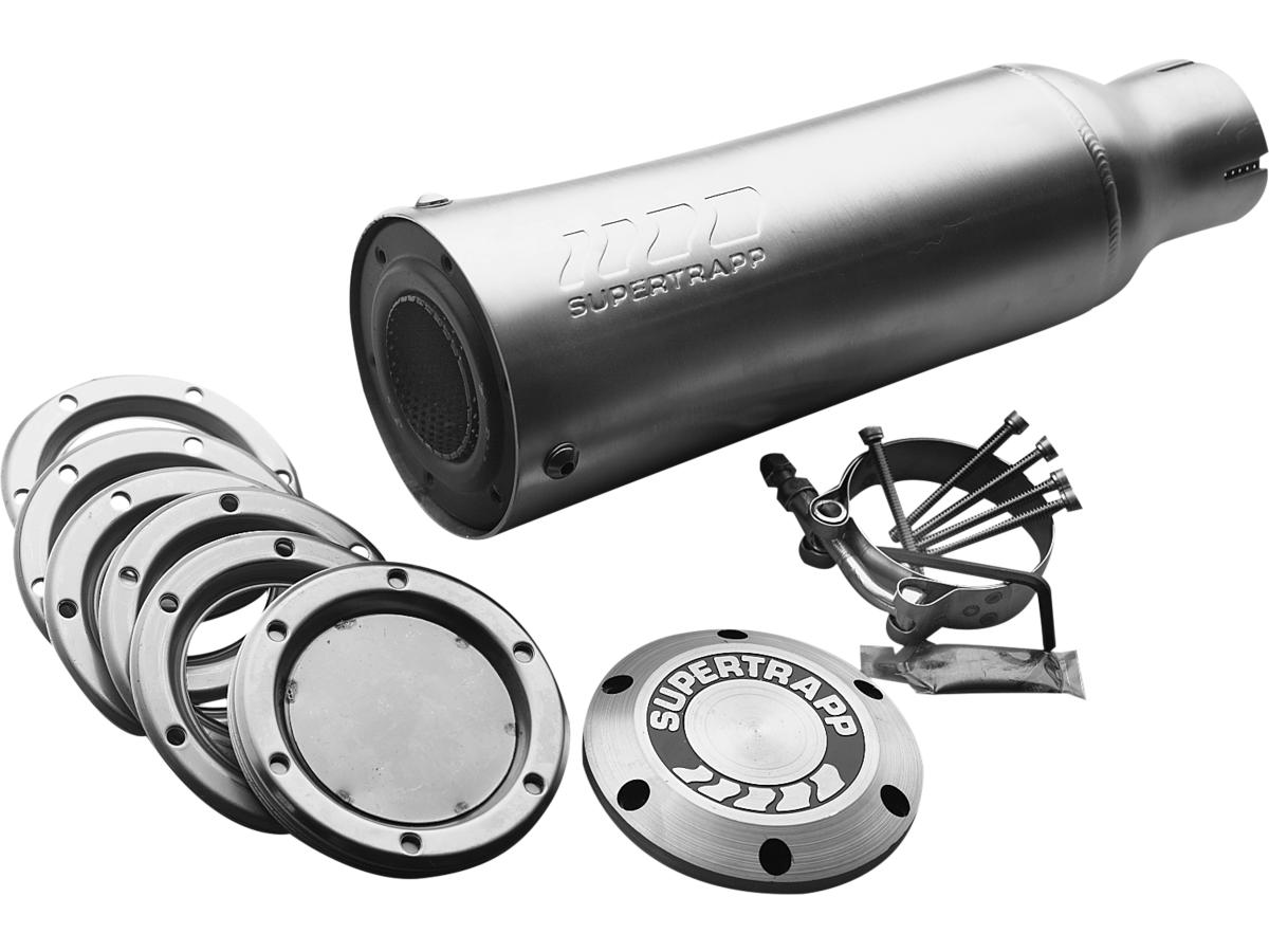 4" Racing Series Universal Slip-On Muffler 2" Inlet, 2" Core Baffle, 8 Discs Satin