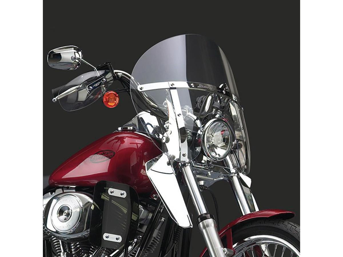 Chopped Heavy Duty Windshield without Mounting Kit Height: 18,5", Width: 21,5", Classic Round Headlight Cutout to Top of Screen: 14.25-15.75" Clear