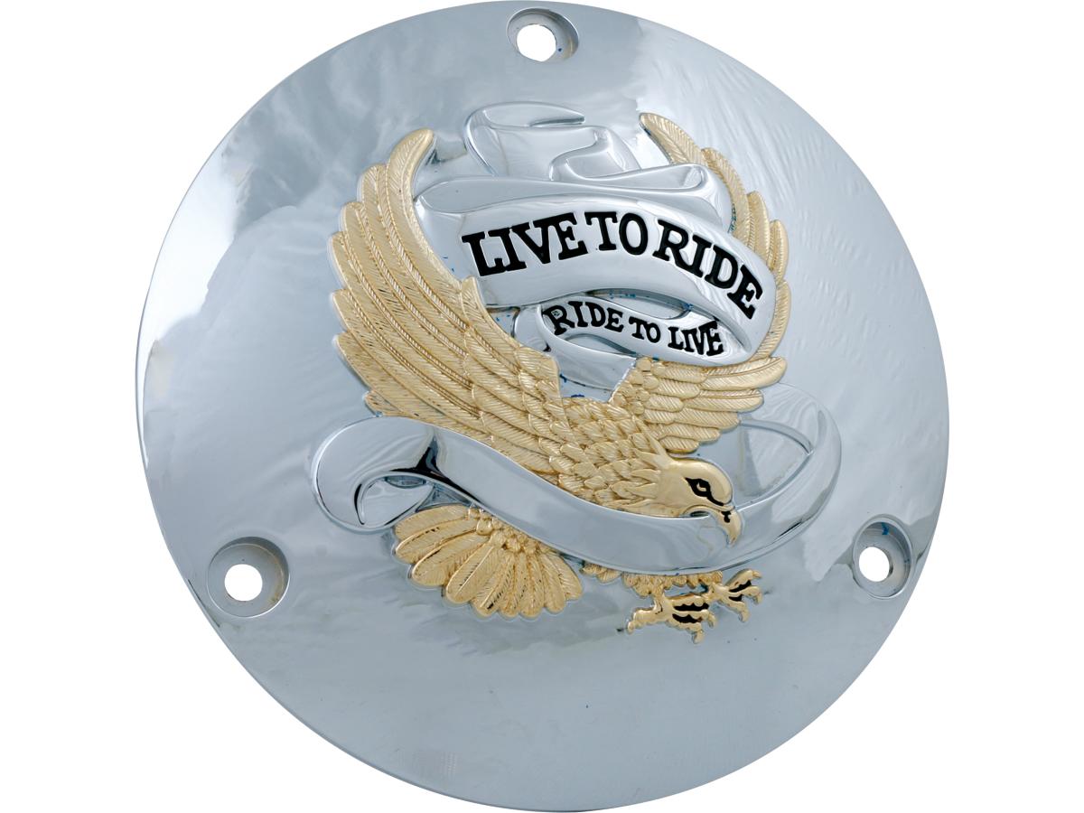 Live To Ride Derby Cover 3-gaats Chroom Goud