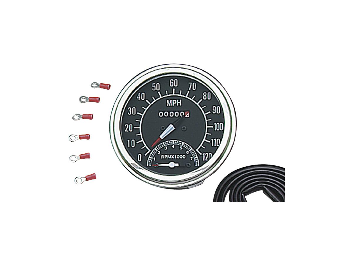 Combinatiesnelheidsmeter/toerenteller Schaal: 190 km/u; Schaalkleur: zwart; Verhouding 2240:60 Chroom