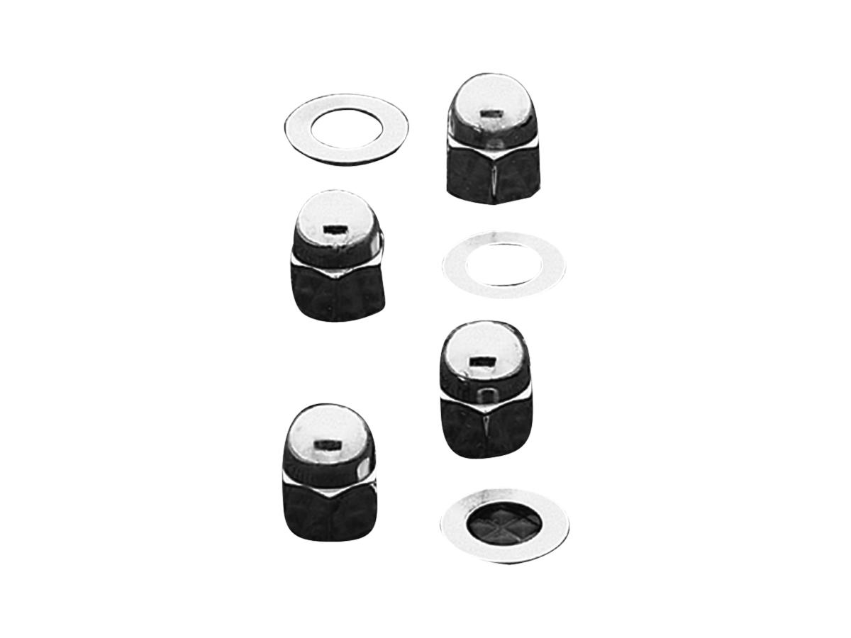 Rocker Shaft End Cap and Nut Kit Chrome