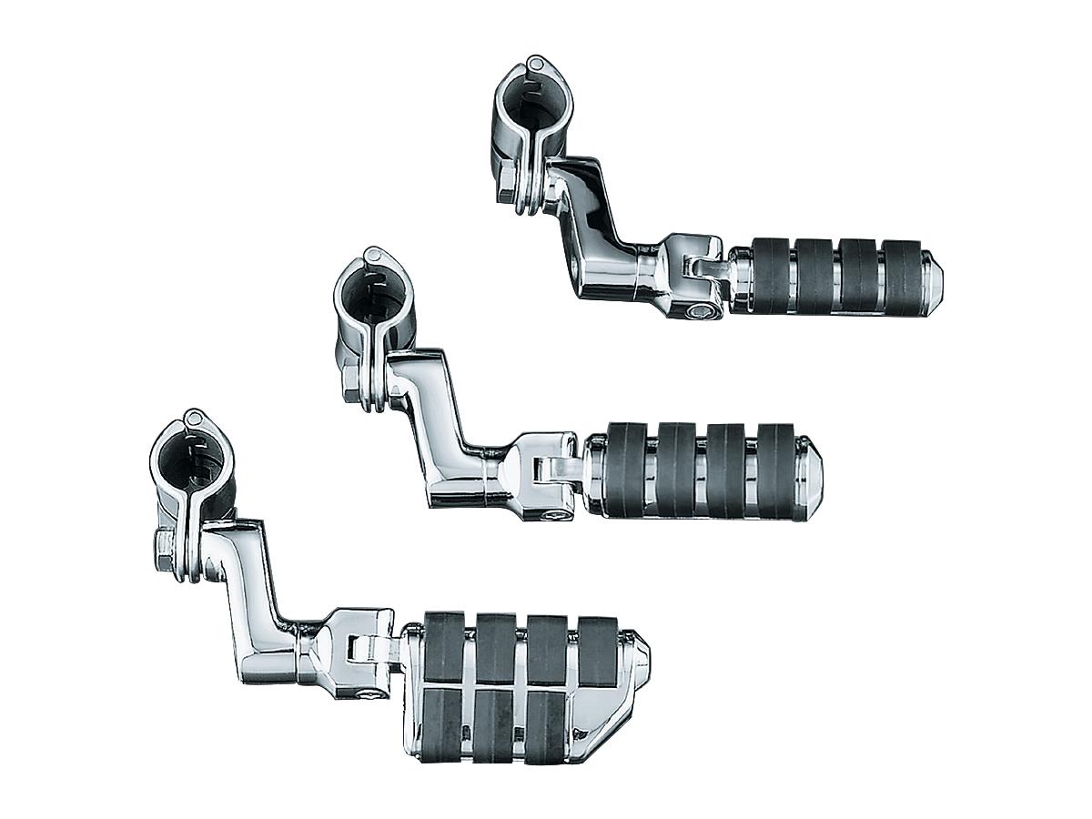 Large ISO Highway Pegs with Offset &amp; 1-1/4" Magnum Quick Clamps Chrome