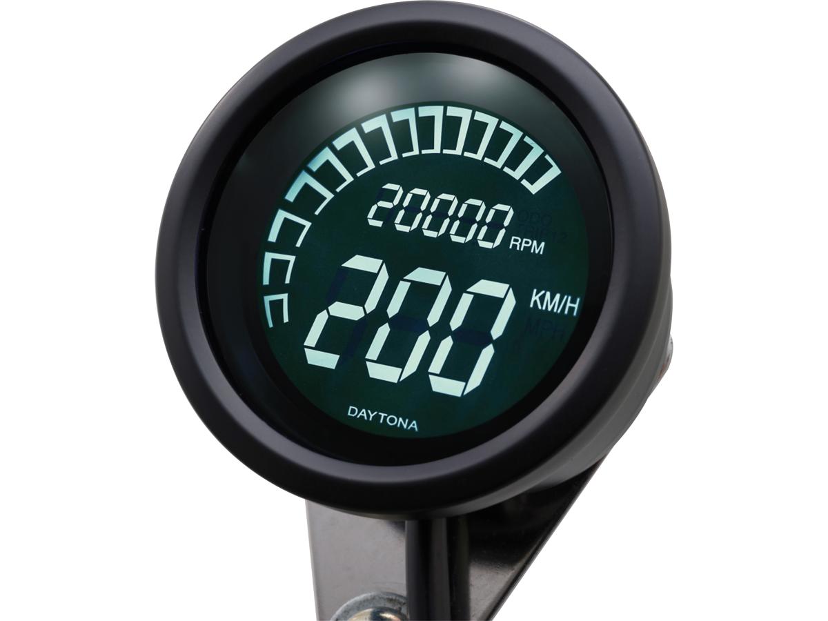 Digital Velona Speedo- &amp; Tachometer Scale: 200 mph; 250 km/h; Scale Color: black Black 60.0 mm