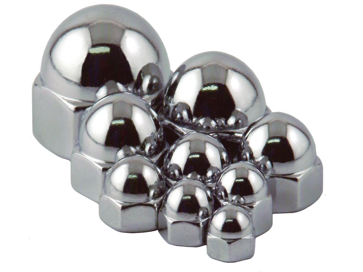 Flat Crown Acorn Nut Pack Chrome