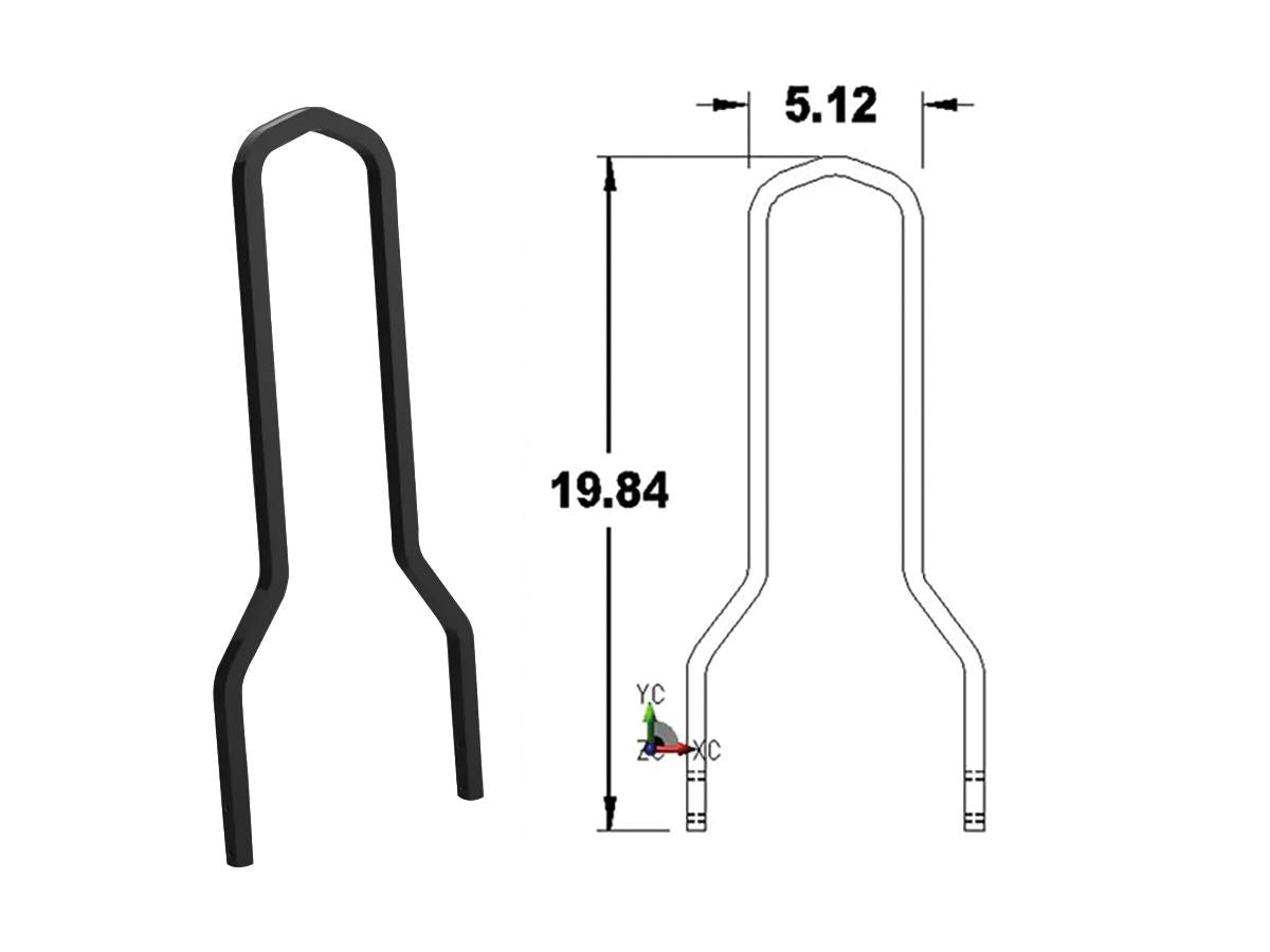 Lowboy Sissy Bar Upright Width: 8,75", Height 19,84" Black