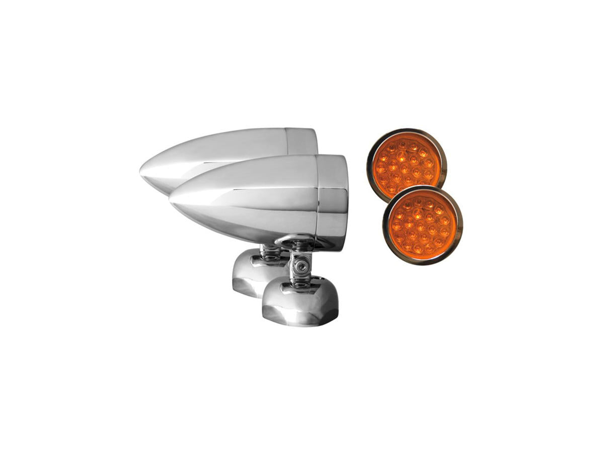 Baken 1 LED Gladde behuizing met amberkleurige lens 2-draads