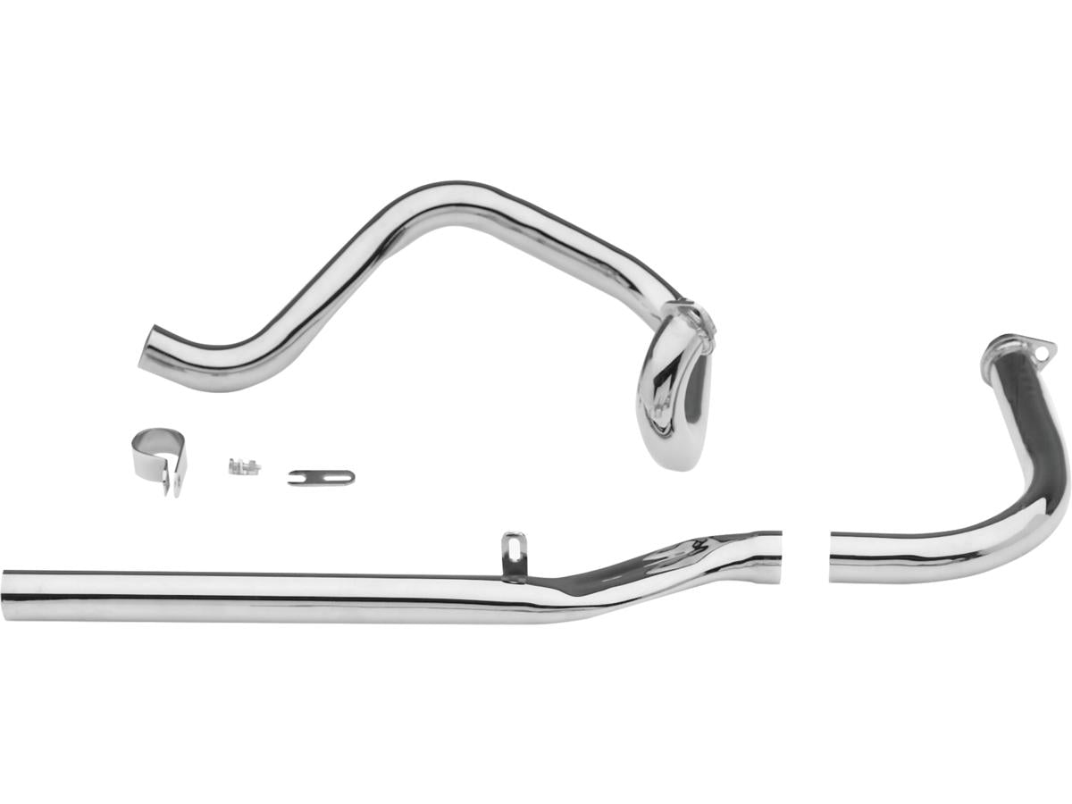 Single Cross-Over Panhaed and Shovel Headers 3-piece, front squish Chrome 1,75"