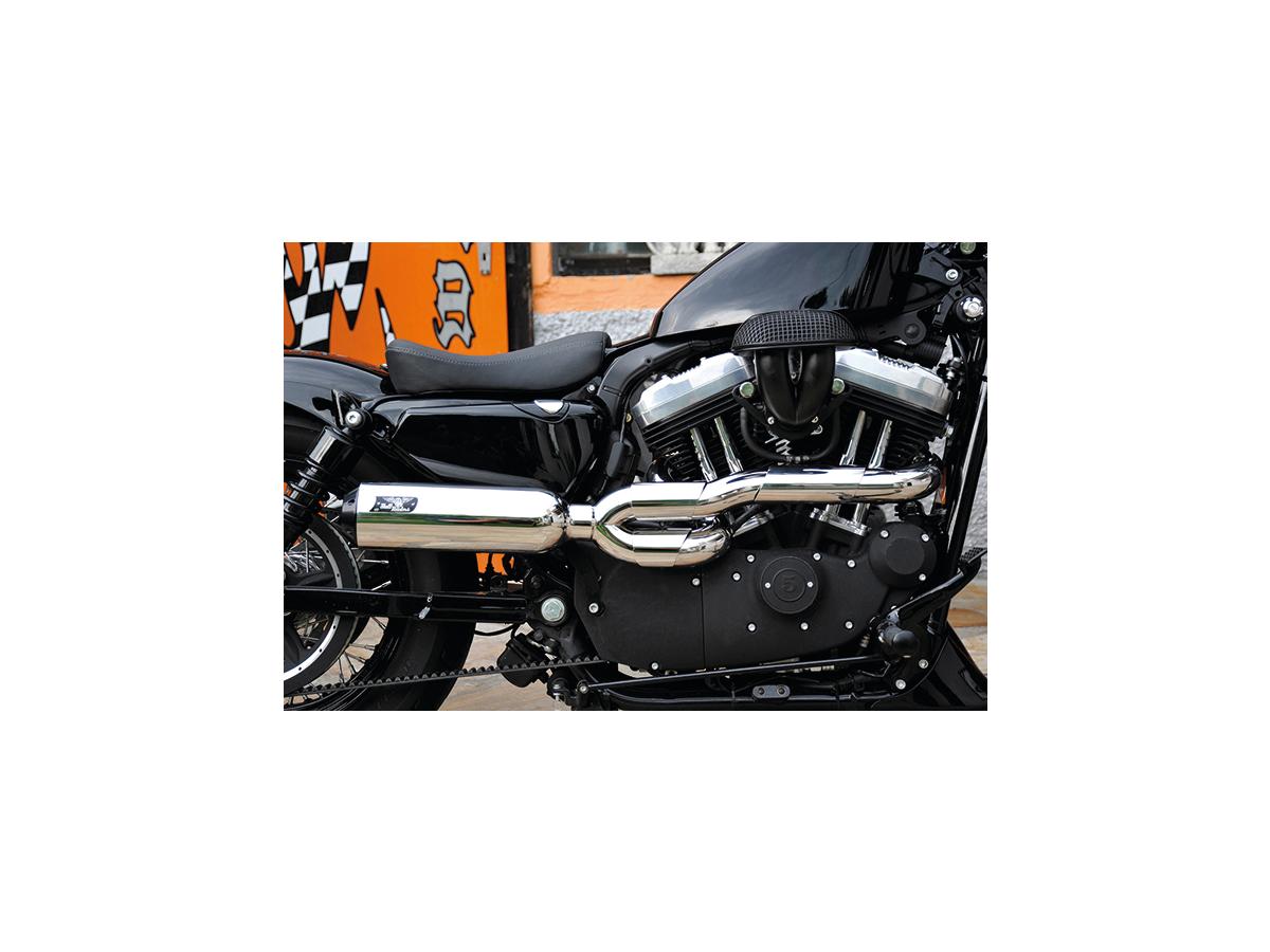 Bomb V2 Exhaust System , Black Smooth Heat Shield, Polished Adjustable High End Cap, Black 4"