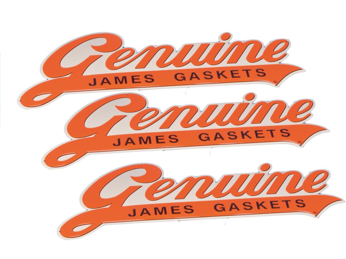 JAMES GENUINE logobord, reliëfmetaal