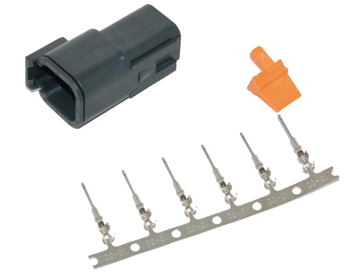 Connector Deutsch DTM 6-Positie Zwart Mannetje Zwart