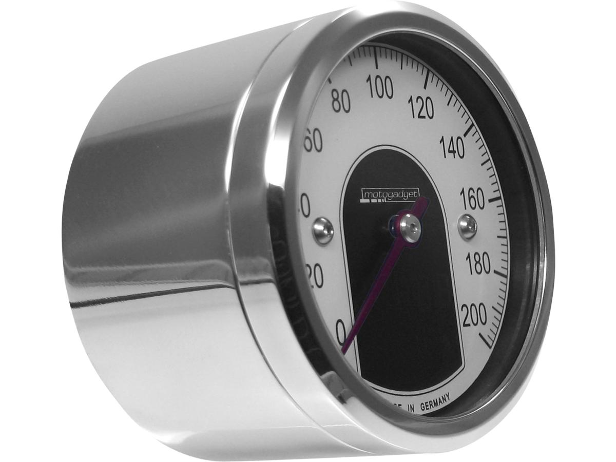 motoscoop kleine snelheidsmeter Schaal: 200 mph; 200 km/u; Schaalkleur: wit aluminium gepolijst 49,0 mm