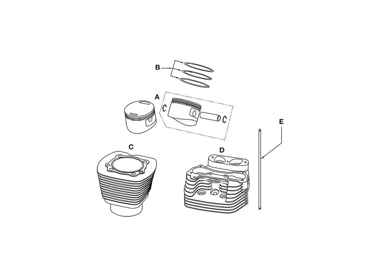 Zuigerveren voor Rev Tech Gen.4-motoren Boring 4.255" (108.077 mm) +0,005 mm 2061 ccm (126 cui)