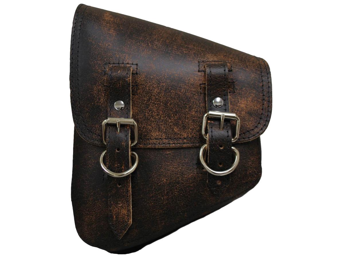 Bolt-On Solo Saddelbag with Bracket Rustic Brown Left