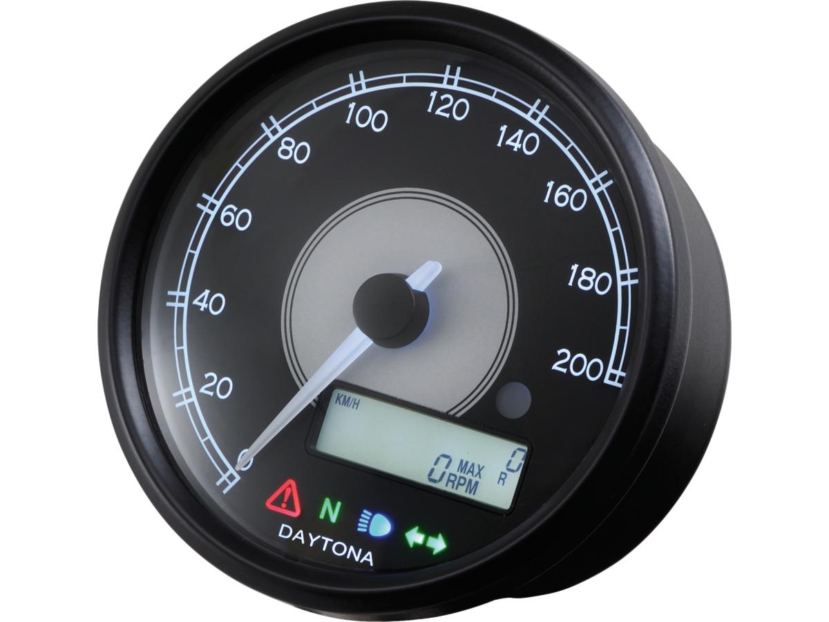 Velona48 Speedometer Scale: 200 mph; 200km/h; Scale Color: black Black 48.0 mm