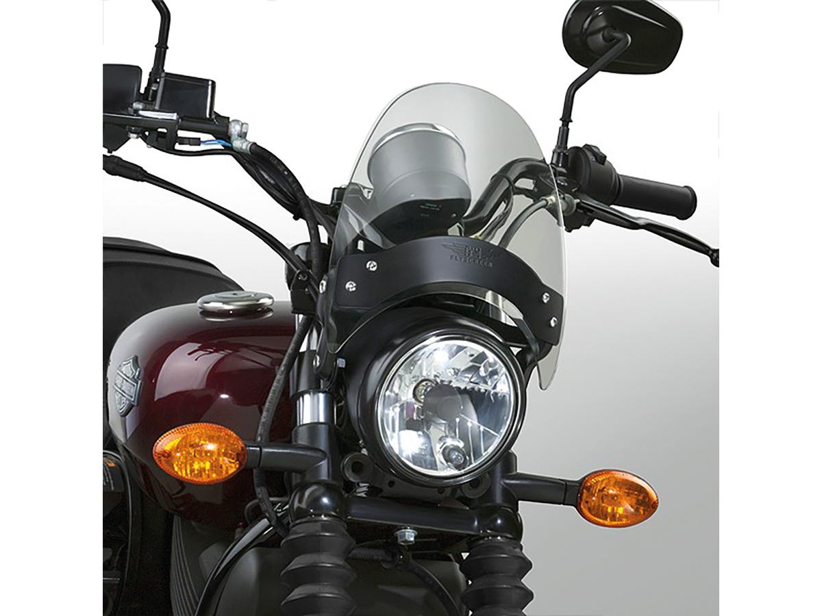 Flyscreen Windshield Kit Height: 8,5", Width: 9,25", Black Brackets 44-50mm Light Smoke