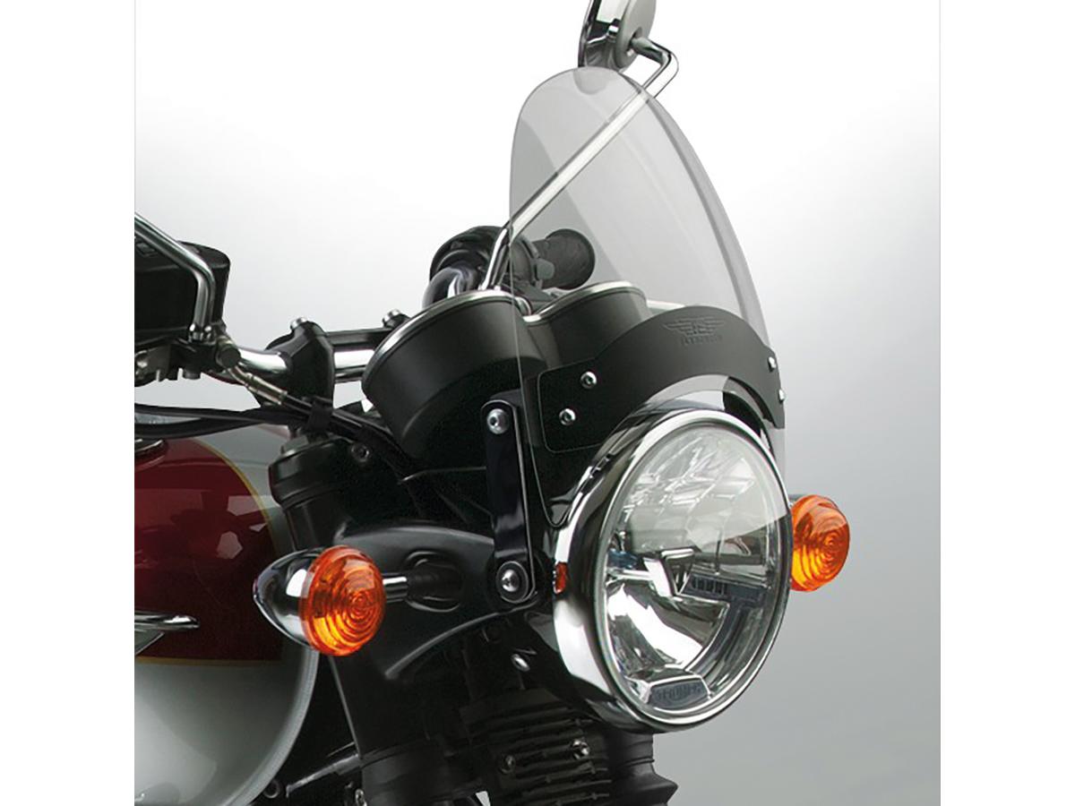 Flyscreen Windshield Kit Height: 8,5", Width: 9,25", Black Brackets 52-56mm Light Smoke