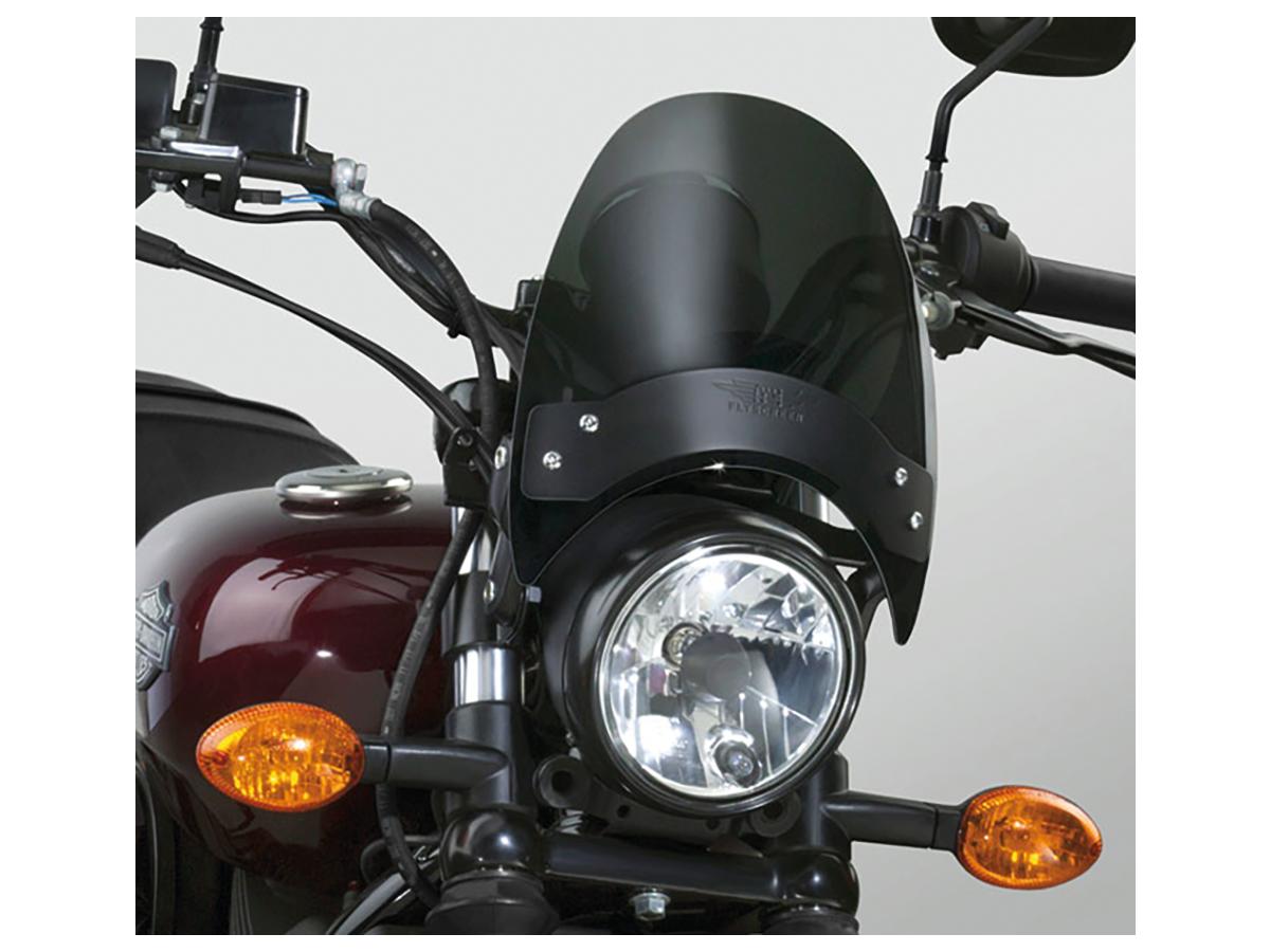 Flyscreen Windshield Kit Height: 8,5", Width: 9,25", Black Brackets 44-50mm Dark Smoke