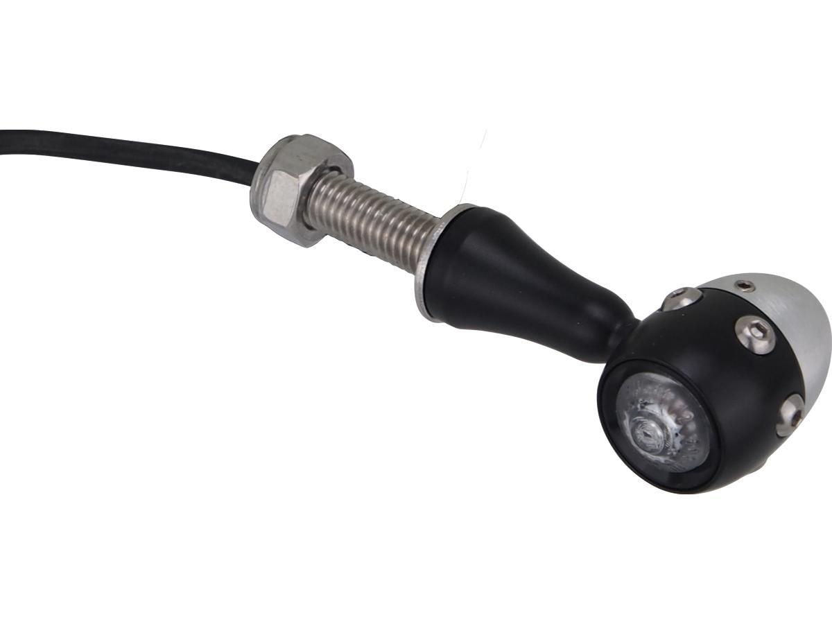 Retro LED Turn Signal V2A Black stem Black Aluminium Satin Clear