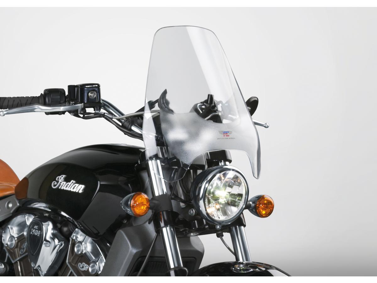 Deflector Screen Windshield with QuickSet Mount For 1" handlebars, Height: 14", Width: 15", QuickSet™ 2-Point Handlebar Mount included Clear