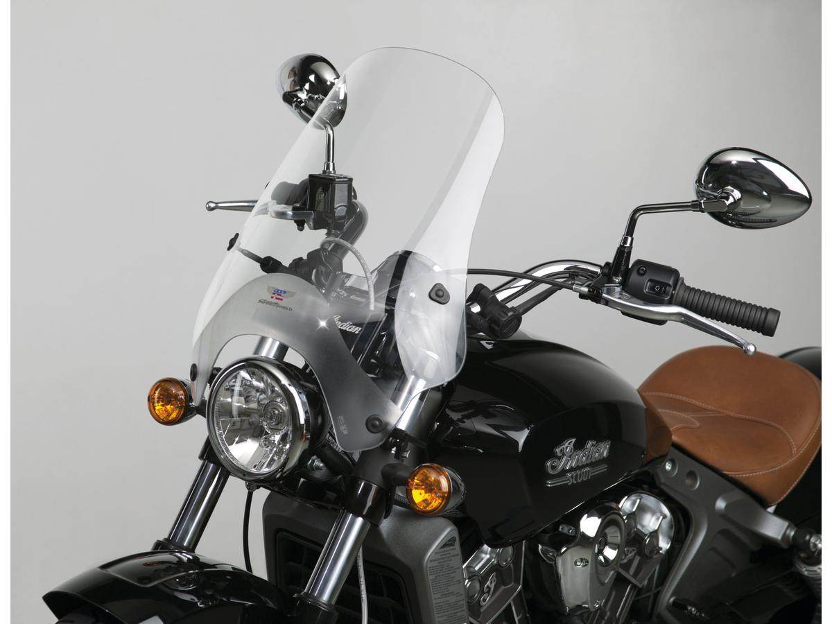 Street Shield Windshield with QuickSet Mount For 1" handlebars, Height: 17", Width: 16", QuickSet™ 4-Point Handlebar and Fork Mount included Clear