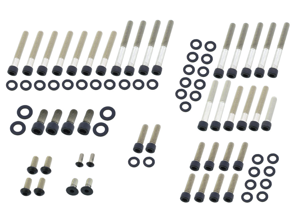 Complete motorschroevenset Schroeven voor Sportster primaire-, tandwiel-, onderwaterhuis-, derby-, timer-, inspectiedeksel, anti-rotatieplaat, lifterbase, rockerboxes Satijnzwart gepoedercoat